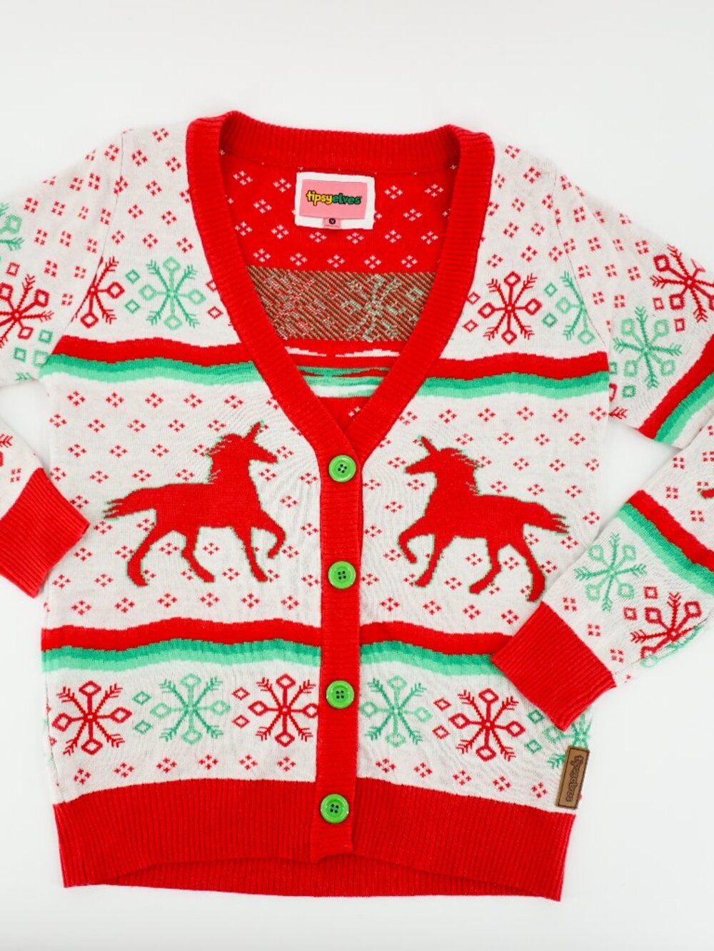 Tipsy Elves Ugly Cute Christmas Sweater Cardigan Unicorns Size Medium
